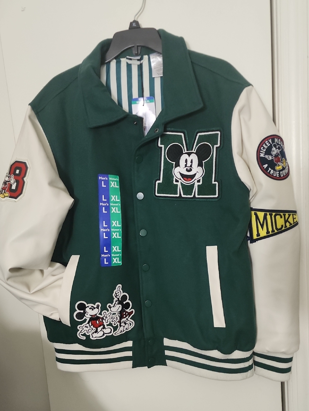 Disney Forest Green & White  Jacket with Mickey and Friends.Unisex.